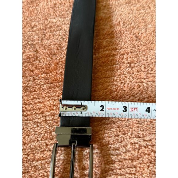 Black Leather Belt Elephant Logo Silver Buckle Classic Style Men’s 105cm - Picture 7 of 7